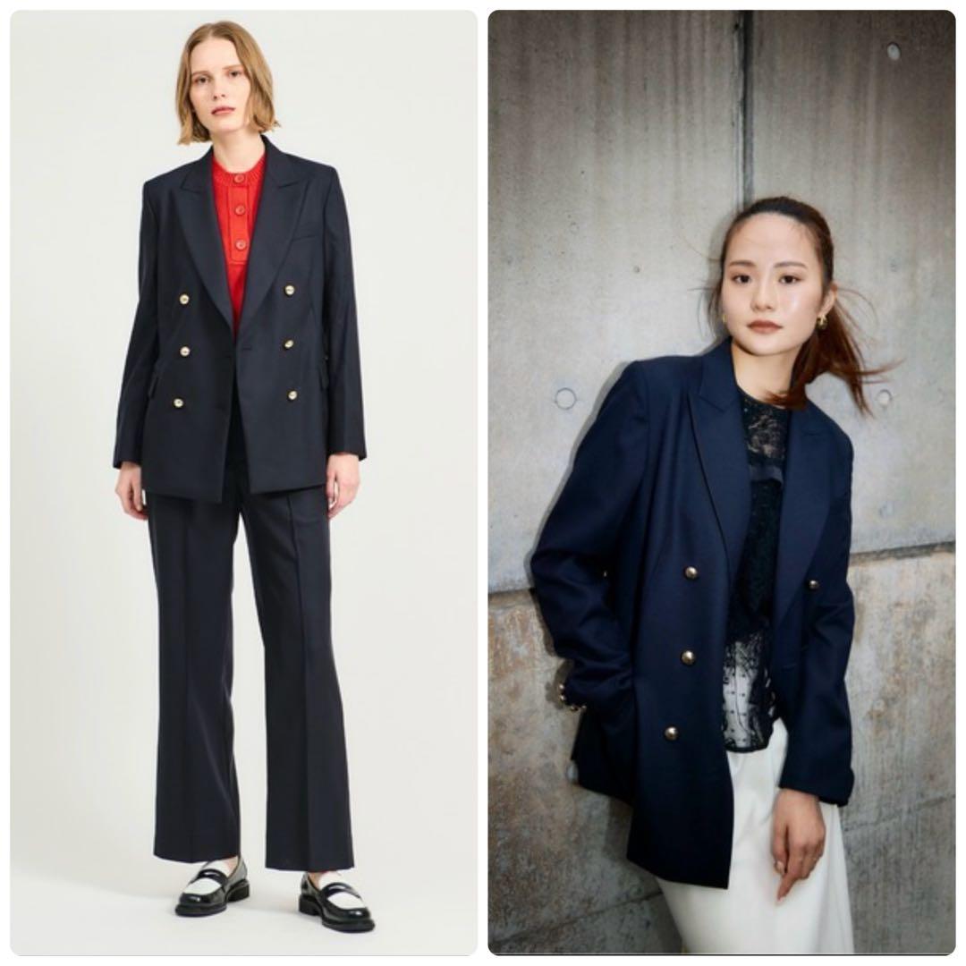 極美品✨️25AW　エストネーション　Super140　ダブルジャケット　濃紺