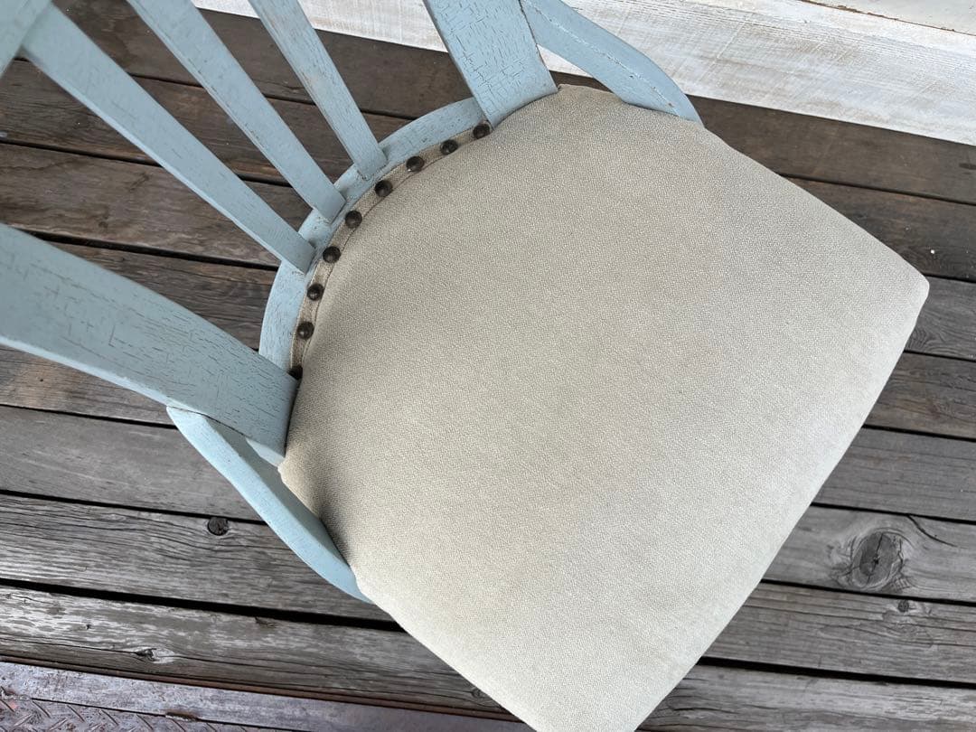 古い回転椅子　ブルーシャビーシック　アンティークヴィンテージ家具レトロ古道具