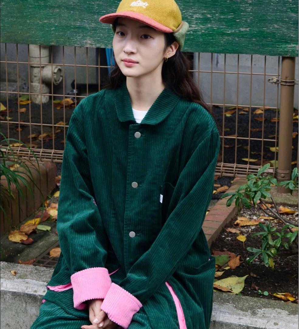 ［新品］ ヤンガオ　YANGAO ダークグリーン コーデュロイ ワークパンツ