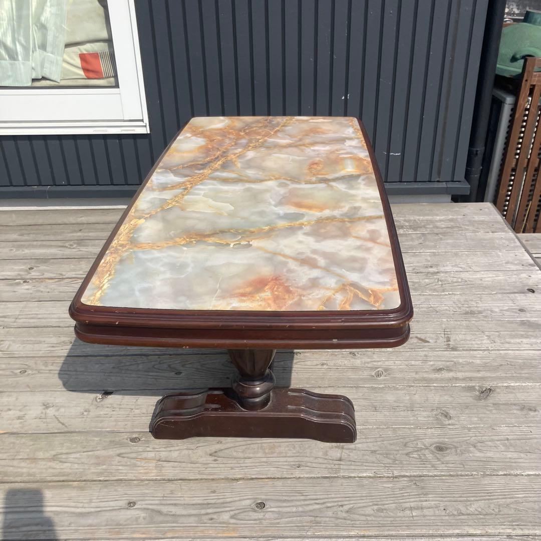 昭和レトロ ミッドセンチュリー 大理石柄 木製センターテーブル コーヒーテーブル