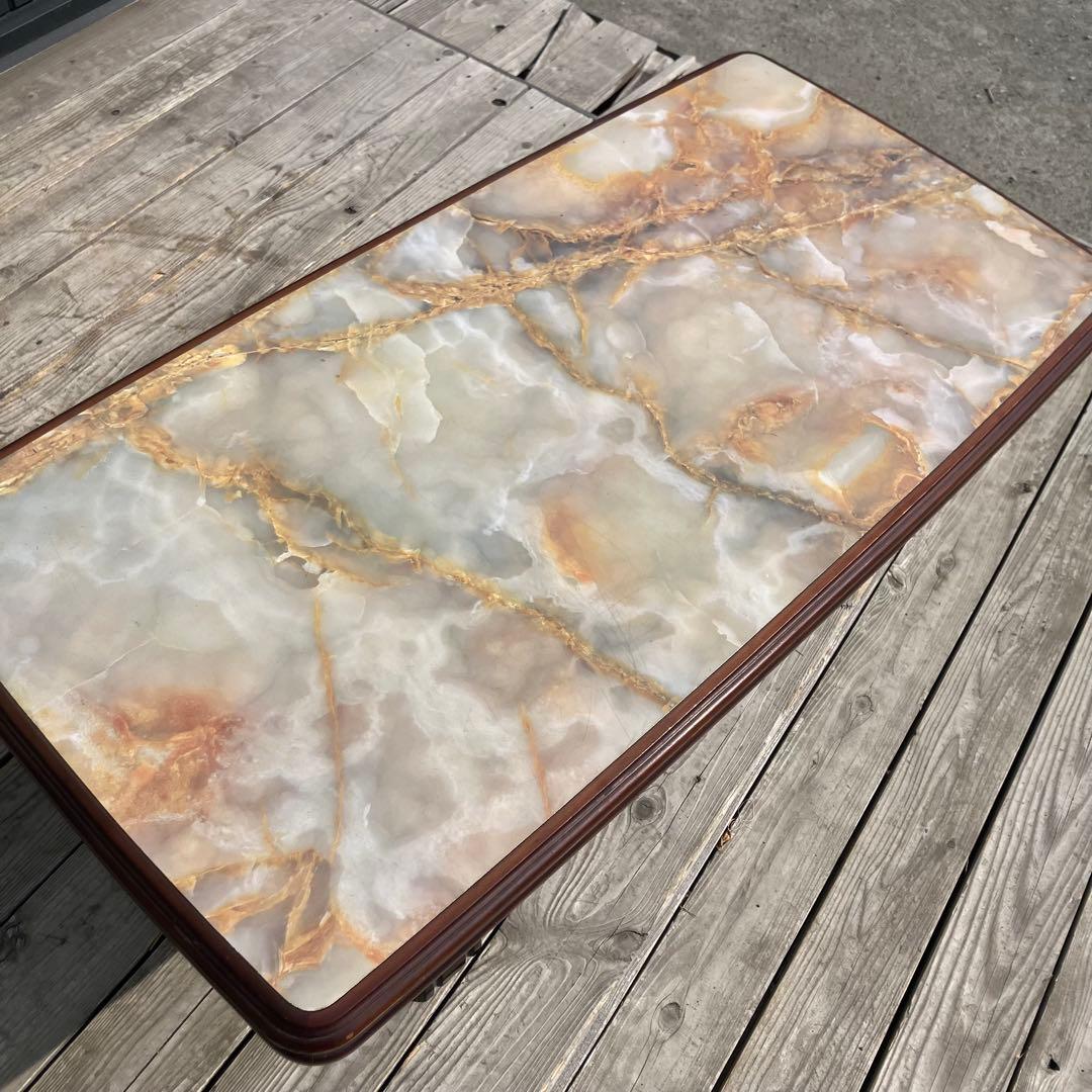 昭和レトロ ミッドセンチュリー 大理石柄 木製センターテーブル コーヒーテーブル