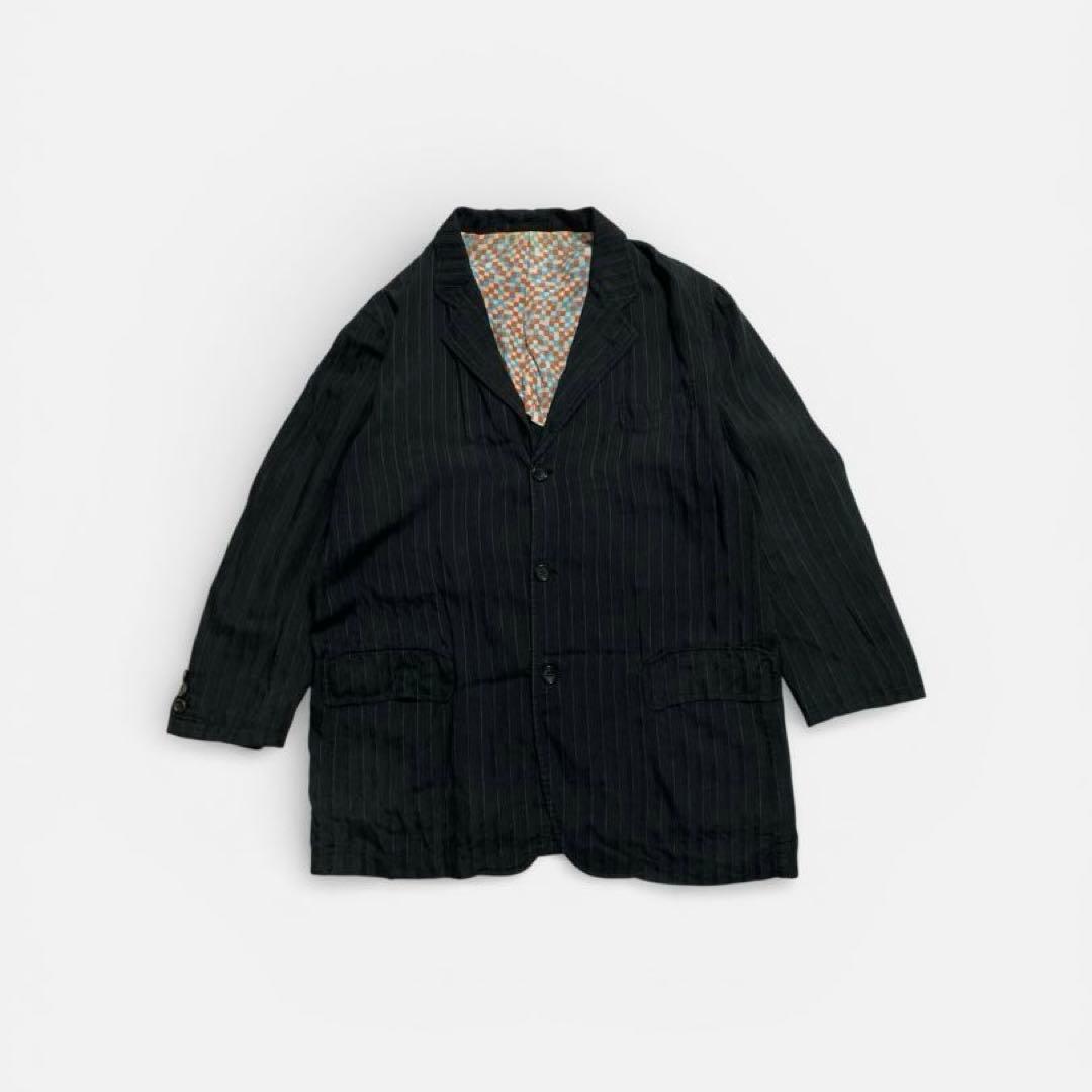 00aw コムデギャルソンオム　ストライプ裏地柄ジャケット　S 田中啓一