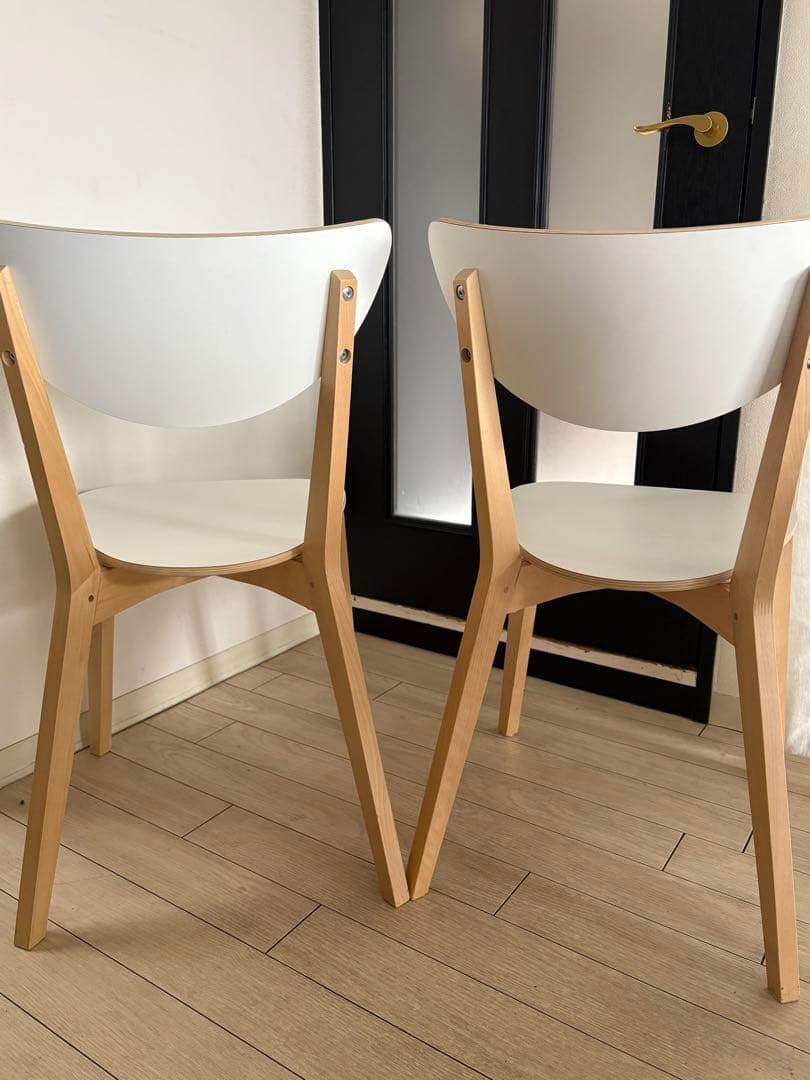 IKEA ノールドミーラ チェア 2脚セット ホワイト/バーチ　完成品