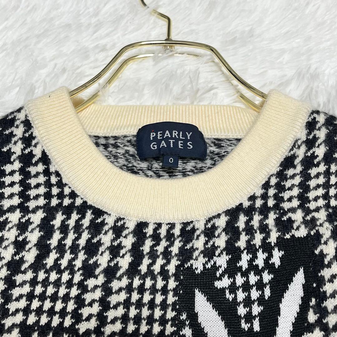 美品 パーリーゲイツ スヌーピー コラボ ウール ニット 千鳥柄 S ゴルフ