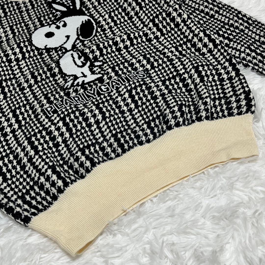 美品 パーリーゲイツ スヌーピー コラボ ウール ニット 千鳥柄 S ゴルフ