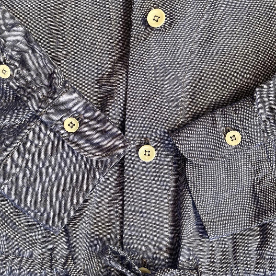 45R ロングワンピース Mサイズ ウエストリボン コットン マキシ丈 ブルー