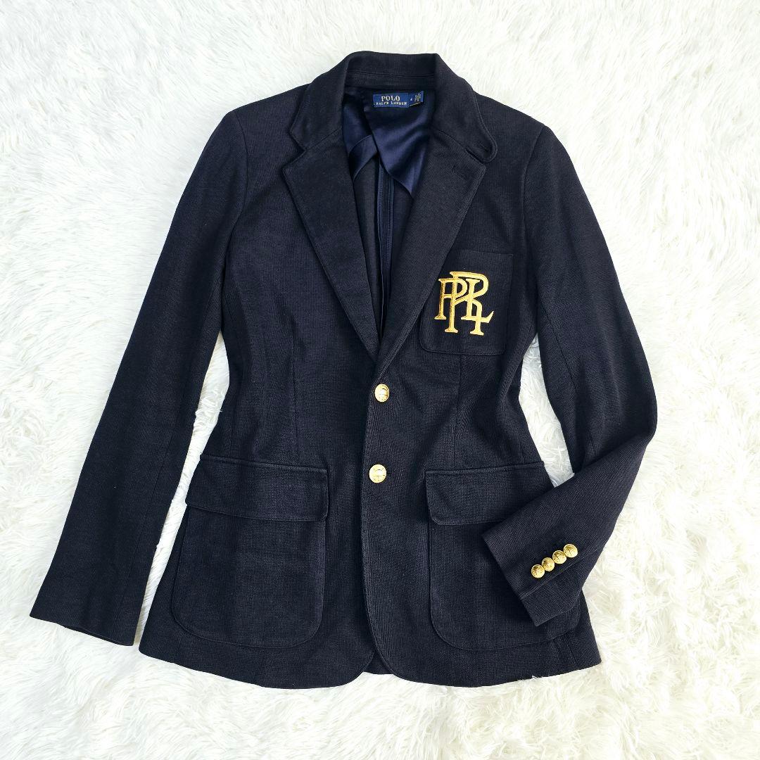 ポロラルフローレン　テーラードジャケット　紺ブレ　金ボタン　ロゴ刺繍