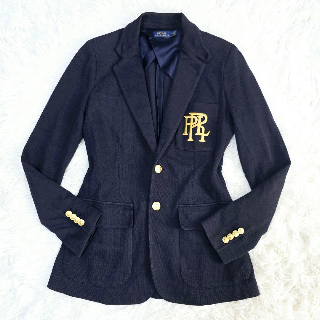 ポロラルフローレン　テーラードジャケット　紺ブレ　金ボタン　ロゴ刺繍