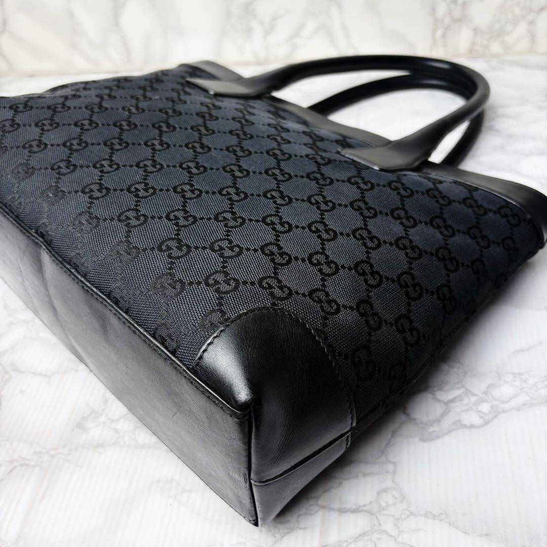 041 美品 GUCCI トートバッグ ハンドバッグ 肩掛け GG柄 黒 lt6
