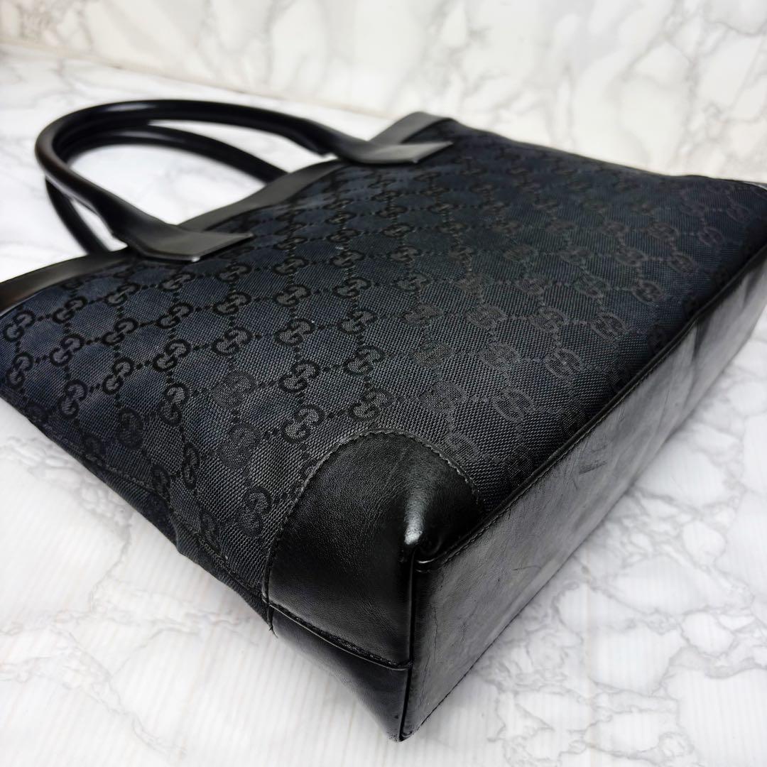 041 美品 GUCCI トートバッグ ハンドバッグ 肩掛け GG柄 黒 lt6