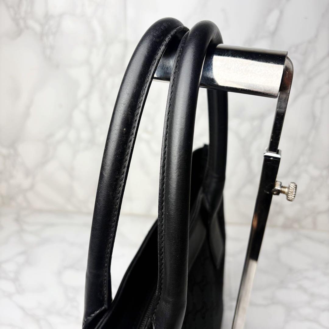 041 美品 GUCCI トートバッグ ハンドバッグ 肩掛け GG柄 黒 lt6