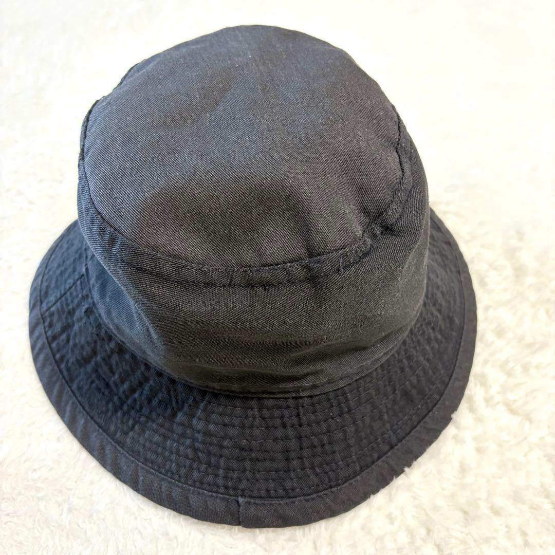 80s ヴィンテージSTUSSY バケットハット SSリンク シャネルロゴ 黒金