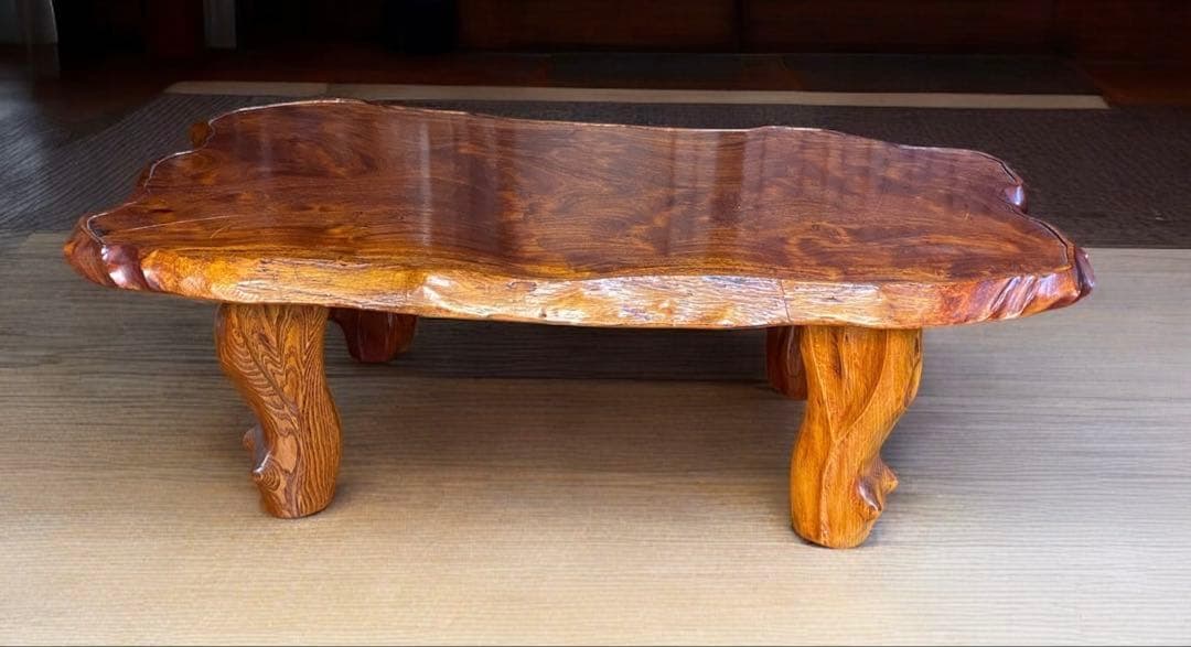 木下家具ローズマリーシリーズ★一枚板 無垢テーブル　高級ローテーブル　座卓