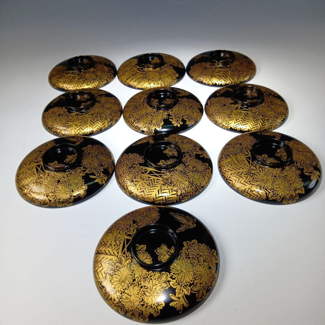 最終値下げ時代物　輪島塗沈金蒔絵　菓子碗　雑煮碗　　10客