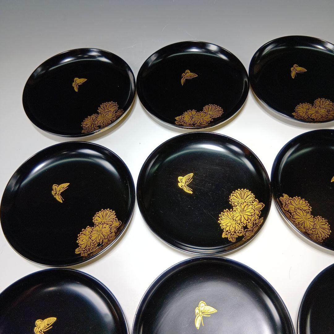 最終値下げ時代物　輪島塗沈金蒔絵　菓子碗　雑煮碗　　10客