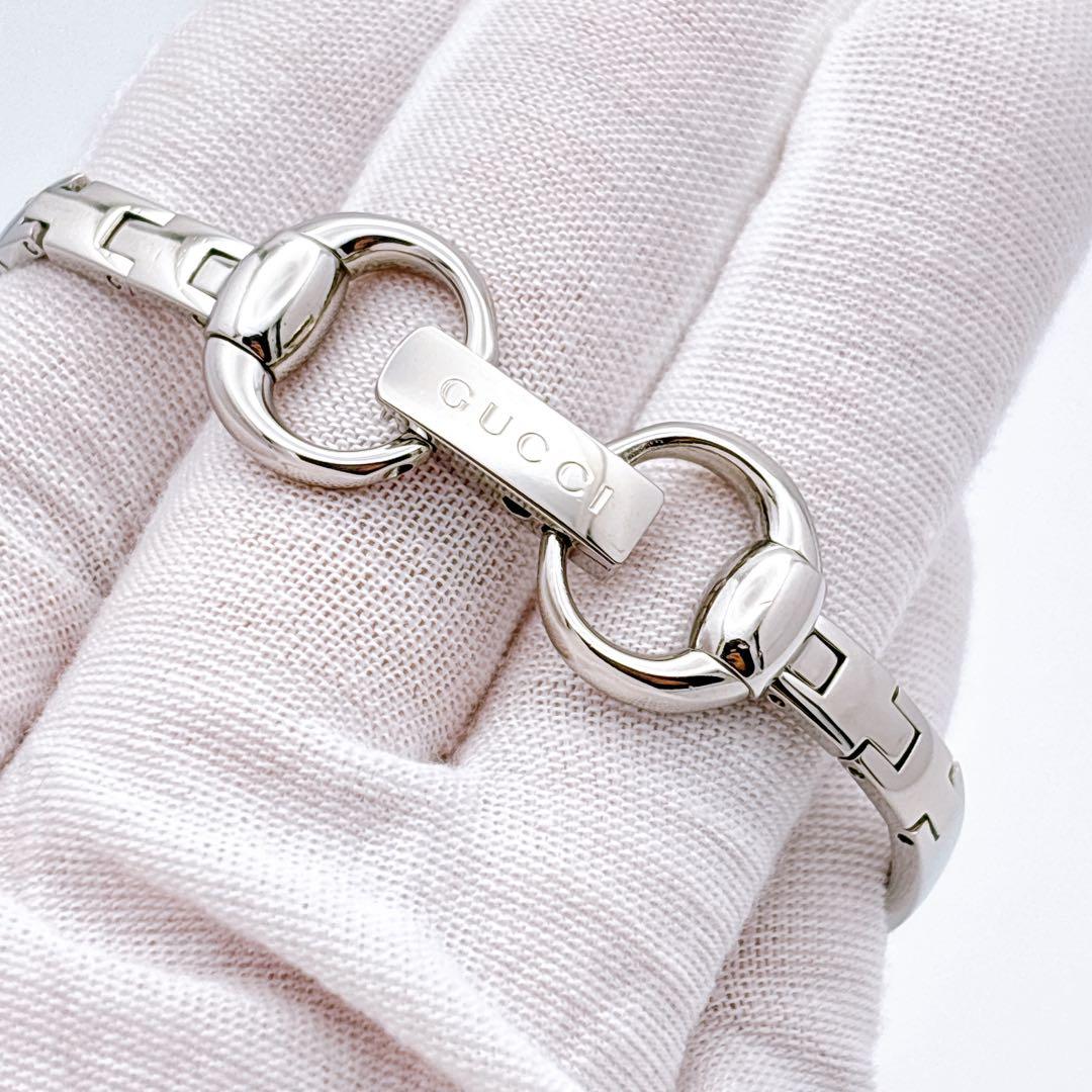 【美品・電池新品】GUCCI 128.5 GG ピンク シェル スクエア 腕時計