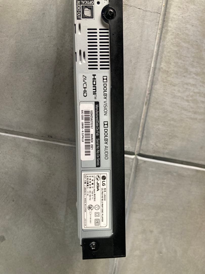 LG 4K ULTRA HD ブルーレイプレーヤー (UBK90)