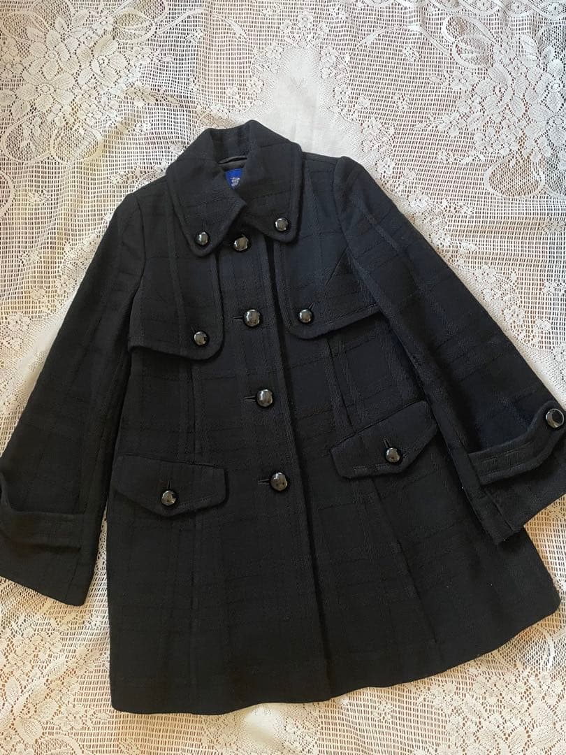 バーバリーブルーレーベルAラインウールコート　ブラック