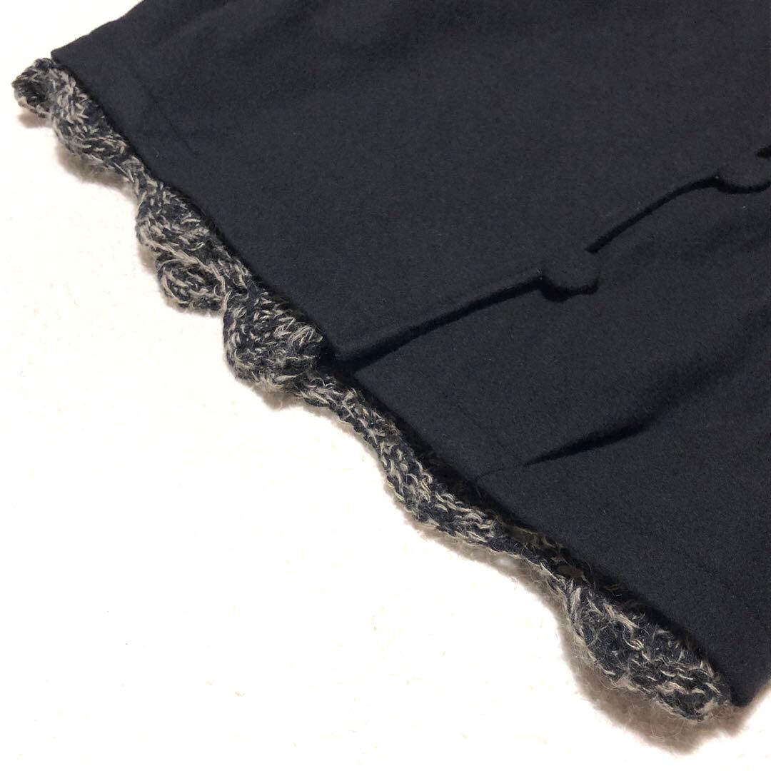 極美品　センソユニコ　チェスターコート　ケーブルニット　ロング丈　ウール　黒