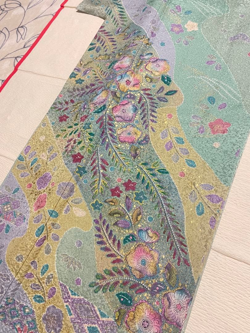 訪問着フルセット　辻ヶ花　金彩　絞り　地紋　高級　金銀糸　正絹　入学式　卒業式