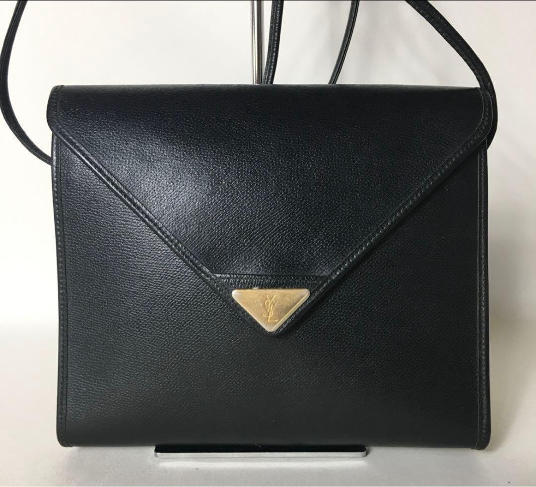 イヴサンローラン ショルダーバッグ レザー ブラック YSLロゴ