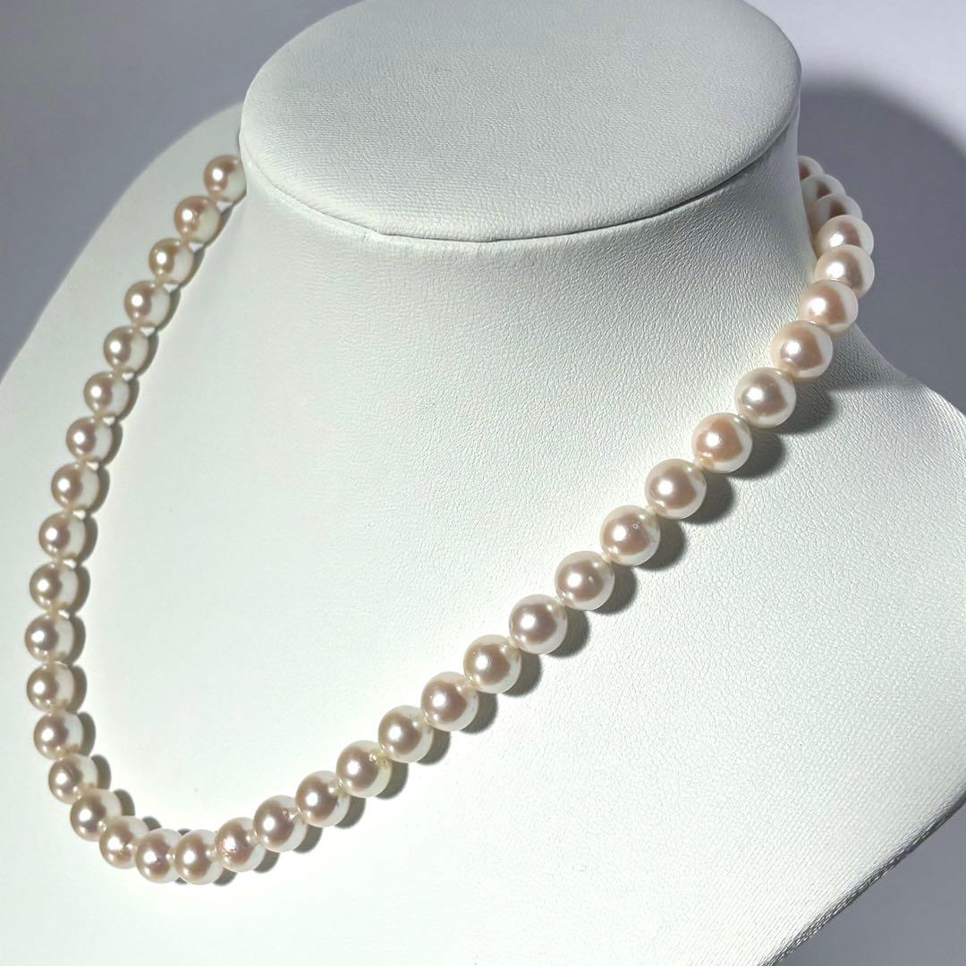 干渉色◎✨大珠8.5mm あこやパールネックレス オールノット仕上　イヤリング付