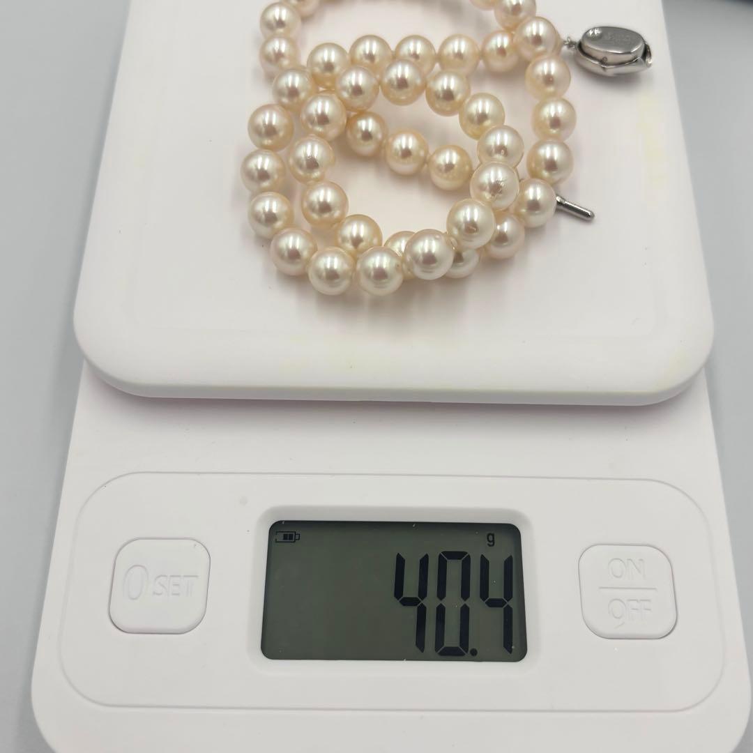 干渉色◎✨大珠8.5mm あこやパールネックレス オールノット仕上　イヤリング付