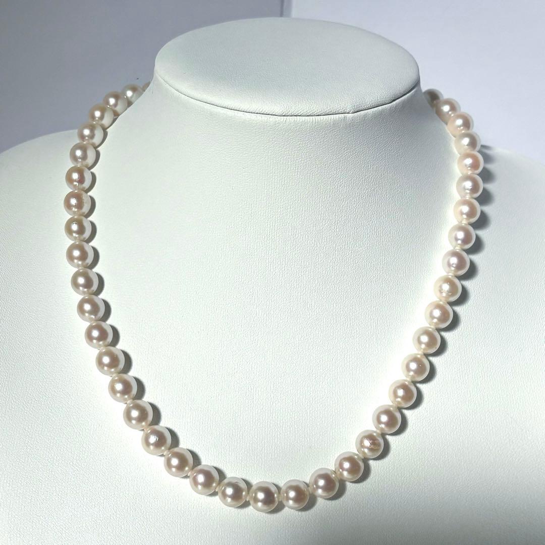 干渉色◎✨大珠8.5mm あこやパールネックレス オールノット仕上　イヤリング付