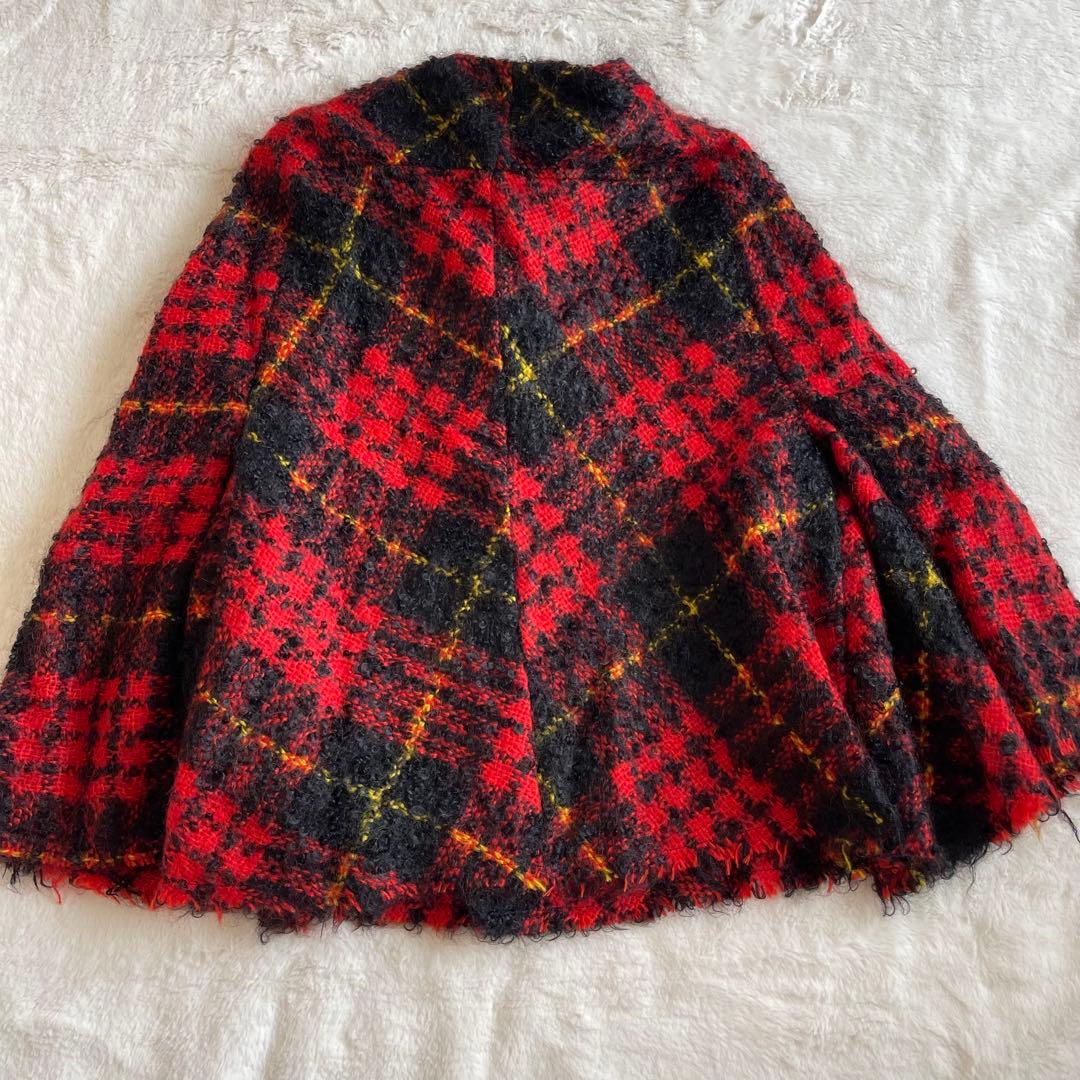 【美品】2002年製トリココムデギャルソン　ポンチョ型モヘヤジャケット　チェック