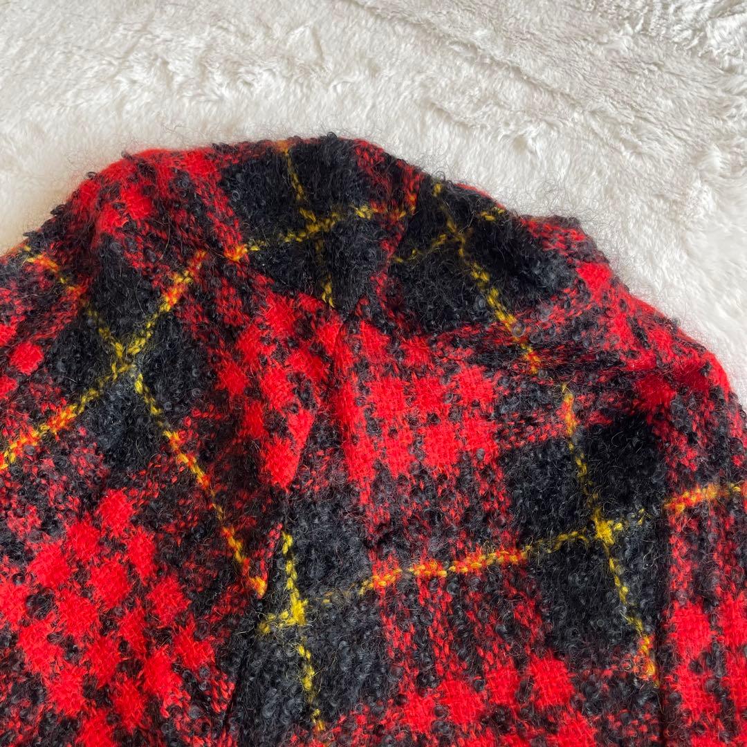 【美品】2002年製トリココムデギャルソン　ポンチョ型モヘヤジャケット　チェック