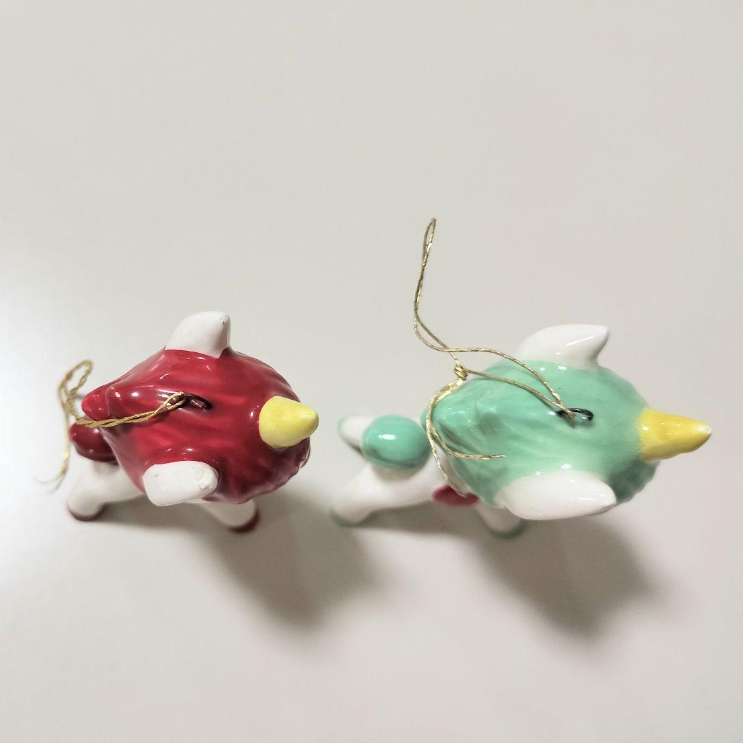 内藤ルネ ユニコーン 陶器 置物 赤と緑 2個セット