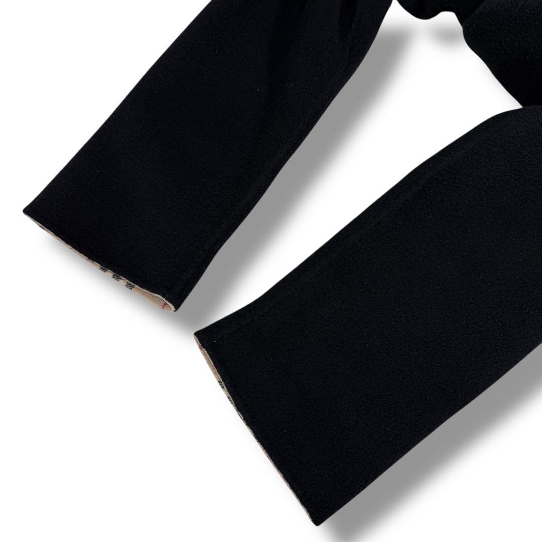 極美品 バーバリーロンドン カシミヤ混 ノバチェック 2way ロングコート 黒