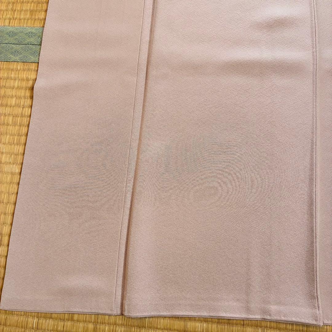色無地　ピンクベージュ　正絹　ちりめん　友禅染　セミフォーマル　【mm018】