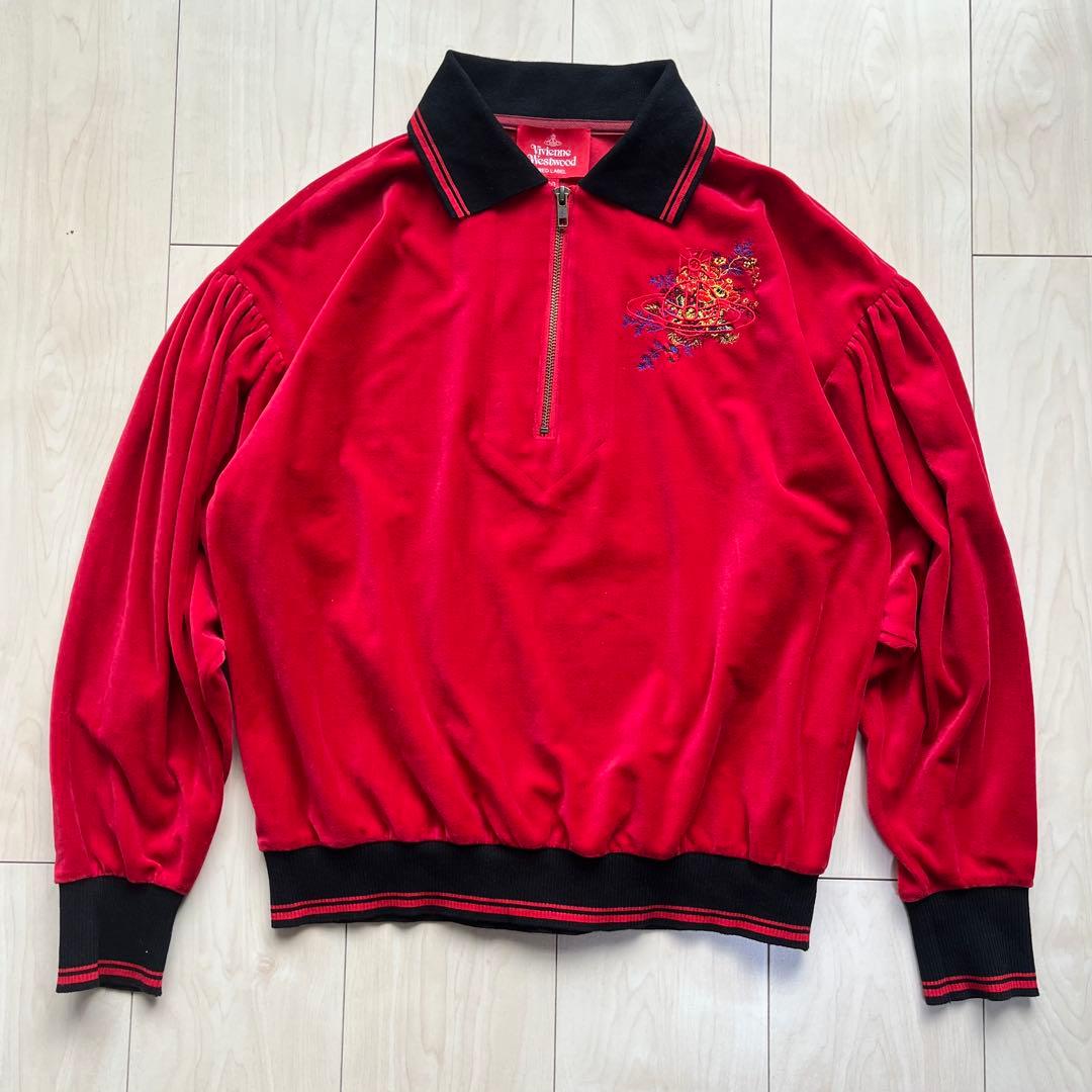 ヴィヴィアンウエストウッドレッドレーベル ベロア ハーフジップ トップス