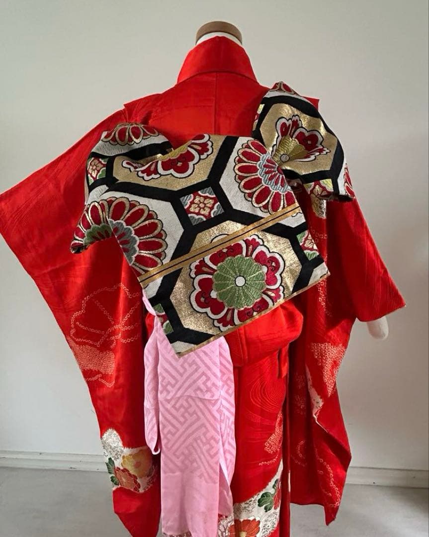 7歳　七五三　絞り　正絹着物　古典柄　帯　帯揚げ　帯締め　しごきセット