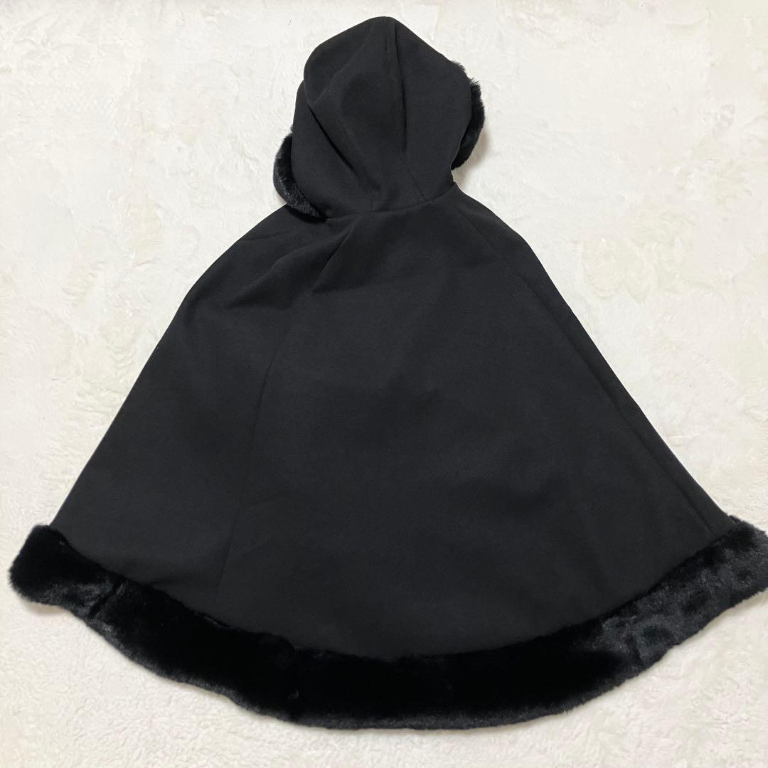 新品同様 タグ付 CHERI MI ファー ケープコート 黒　ポンチョ Free
