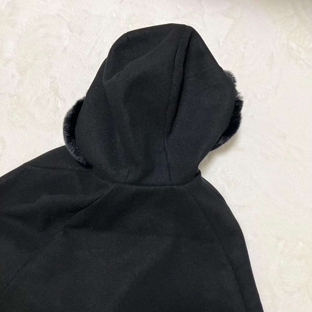 新品同様 タグ付 CHERI MI ファー ケープコート 黒　ポンチョ Free