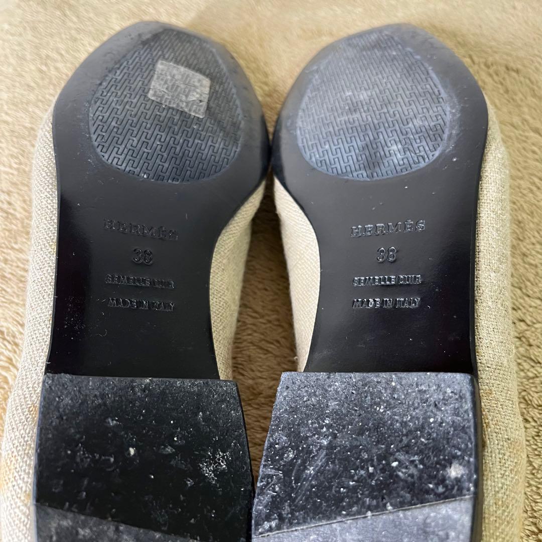 エルメス HERMES オペラシューズ キャンバスフラット シューズ 定価17万