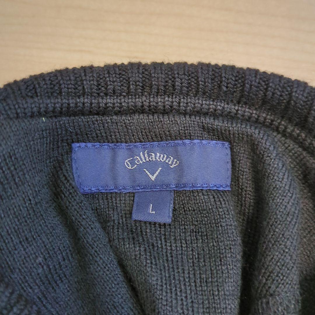 Callaway アーガイル柄ニットタートルネックセーター 黒 Lサイズ