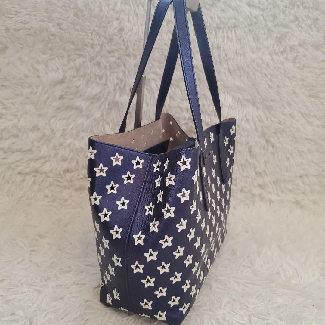 ⭐美品⭐Jimmy Choo 星柄 パンチング トートバッグ ブルー a4収納