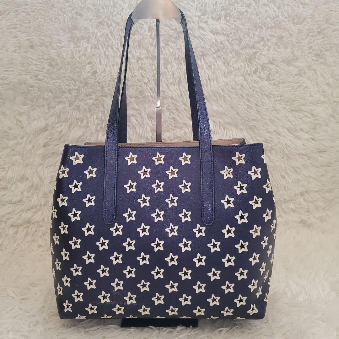 ⭐美品⭐Jimmy Choo 星柄 パンチング トートバッグ ブルー a4収納