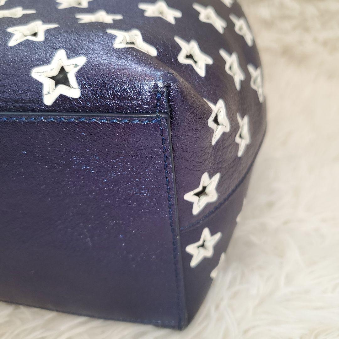 ⭐美品⭐Jimmy Choo 星柄 パンチング トートバッグ ブルー a4収納
