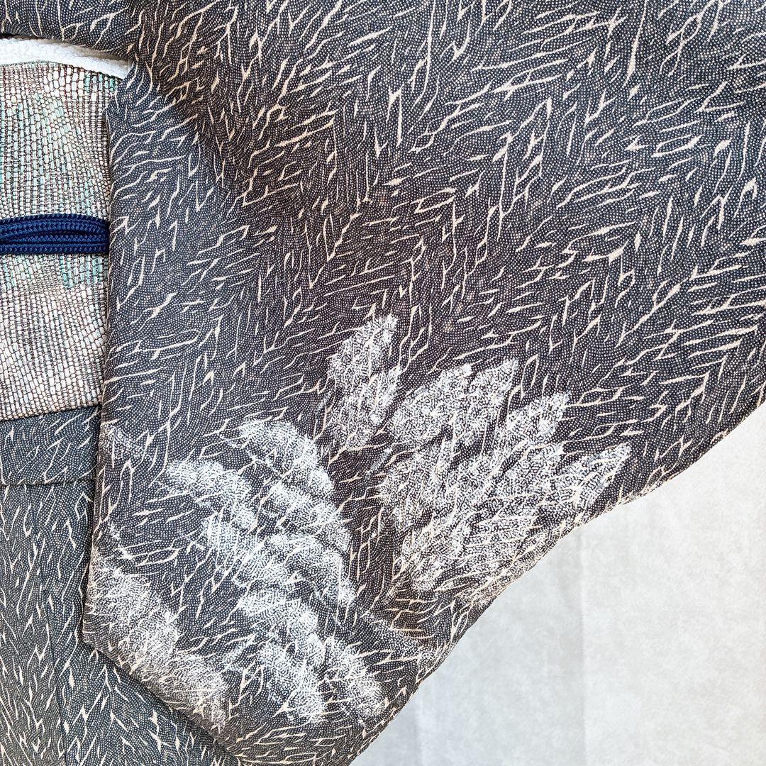 〈長襦袢➕〉訪問着　フルセット　着物　正絹　保津川下り　渋　パールトーン　J8