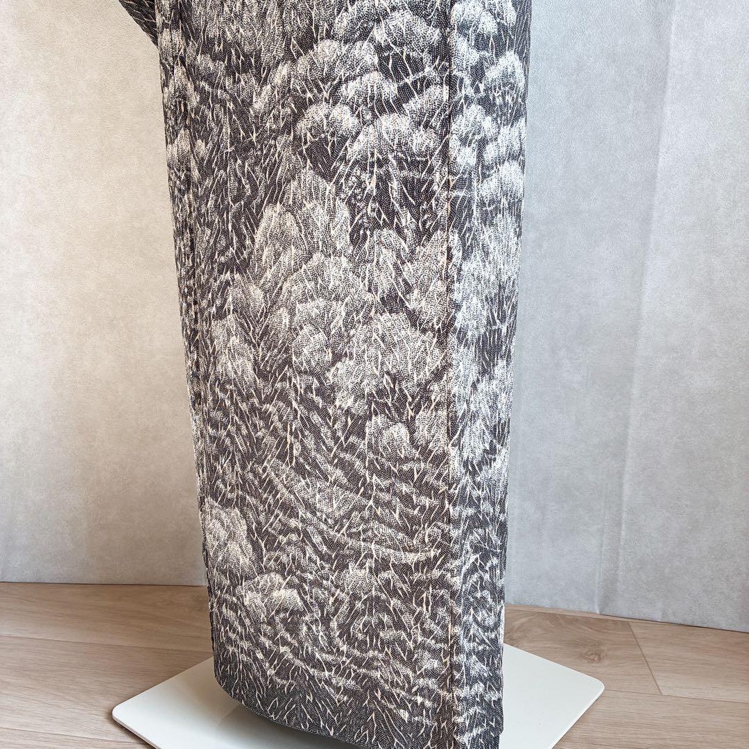 〈長襦袢➕〉訪問着　フルセット　着物　正絹　保津川下り　渋　パールトーン　J8