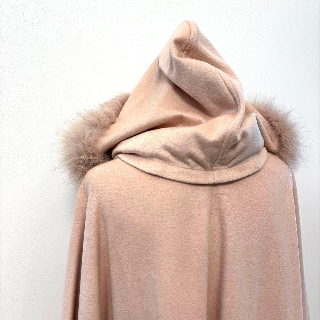 JEAN-LOUIS SCHERRER カシミヤ フォックス ケープ ポンチョ