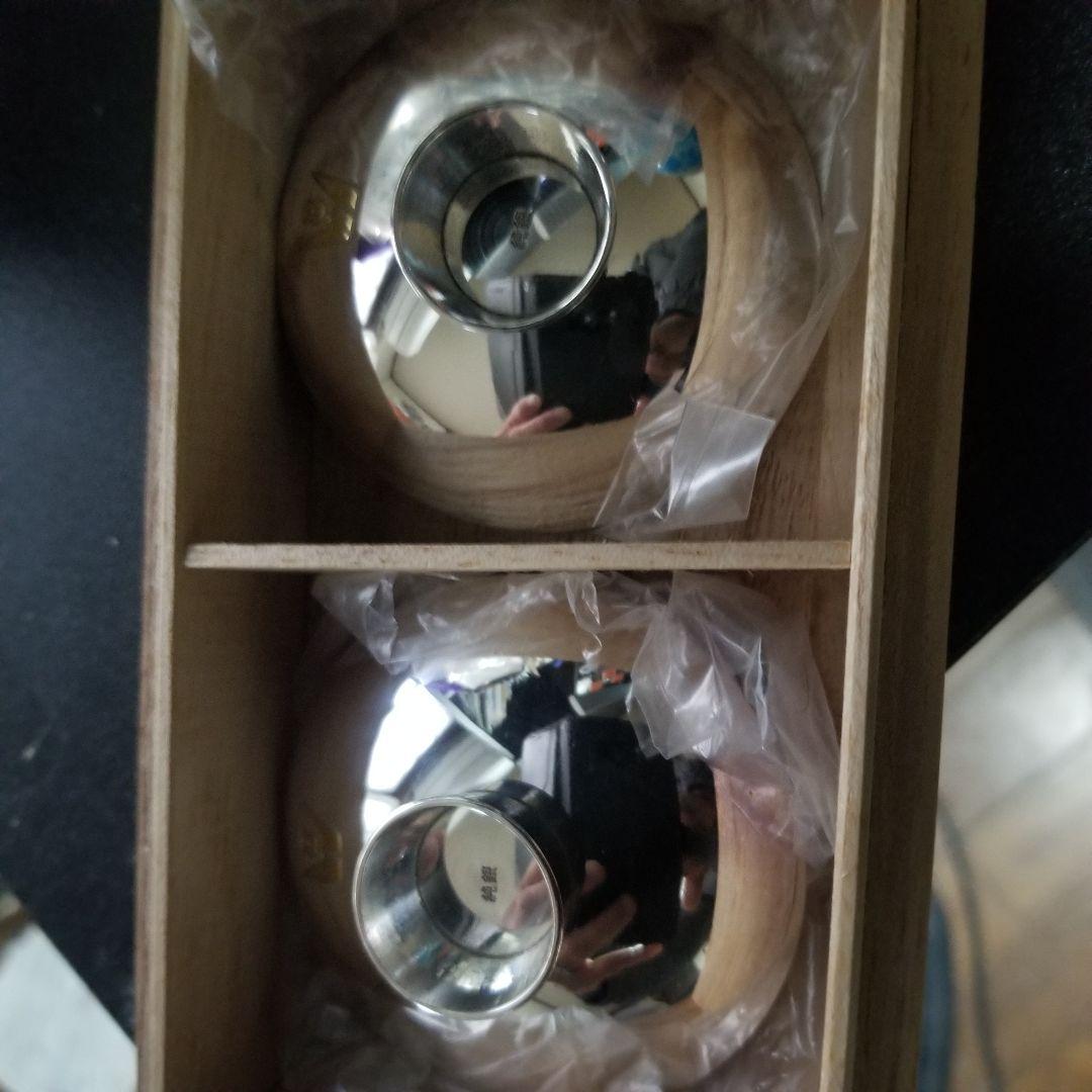 木製箱入り金属カップ2個セット
