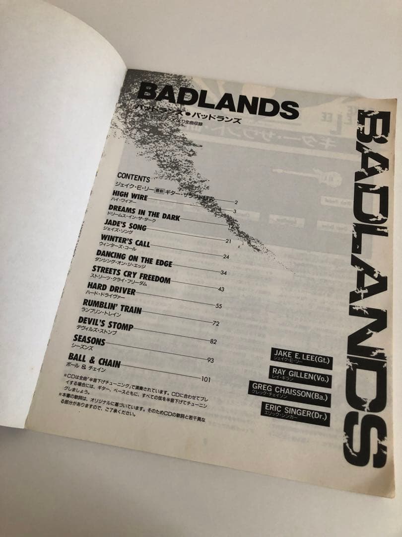 【希少】BADLANDS バッドランズ バンドスコア