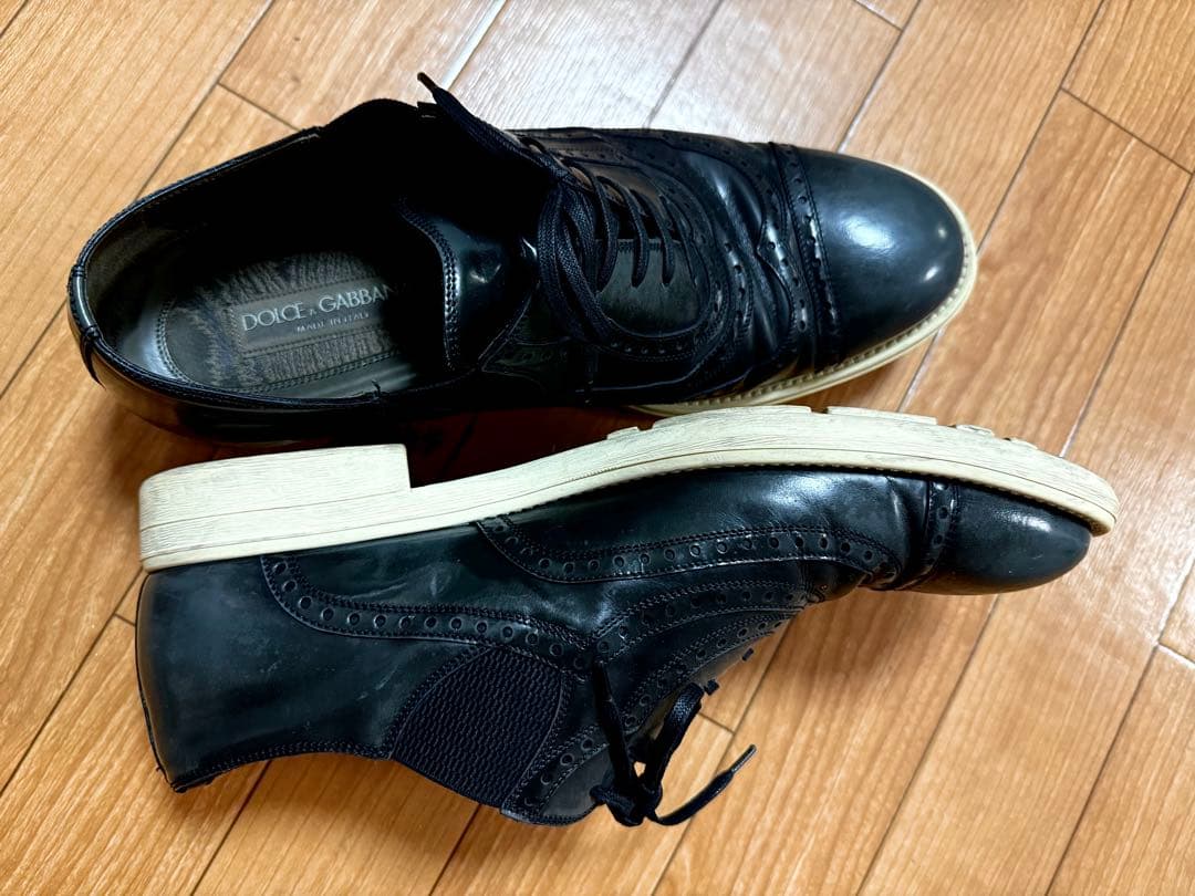 ケ*ン様 DOLCE&GABBANA クォーターブローグレザードレスシューズ 6