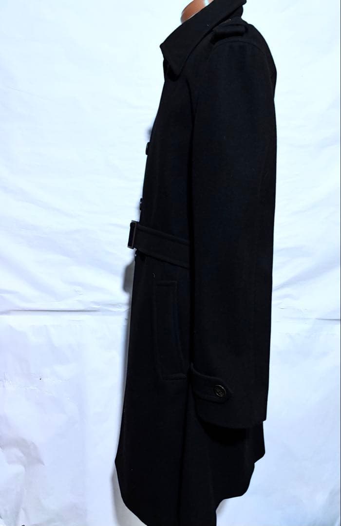 EPOCA UOMOブラック チェスター 厚手　羊毛100 コート ベルト付き