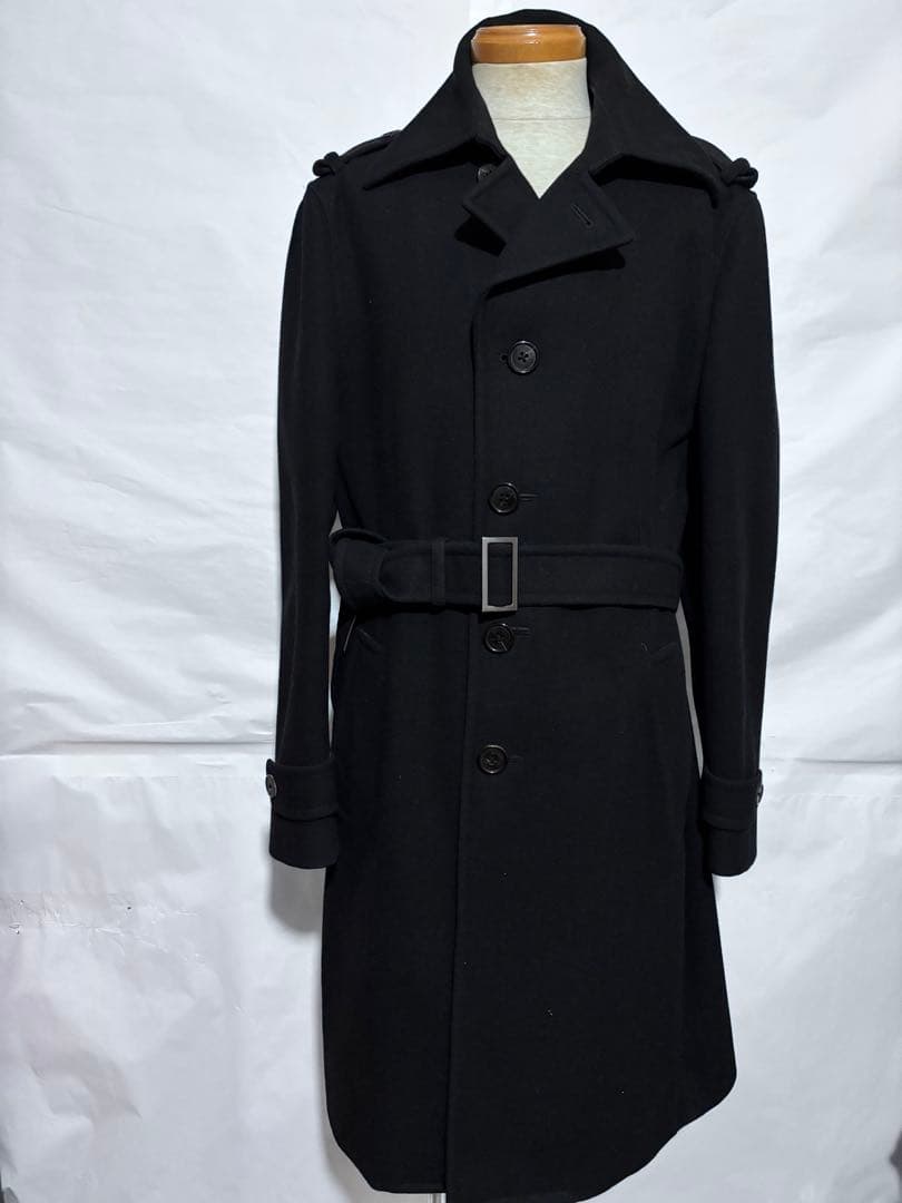 EPOCA UOMOブラック チェスター 厚手　羊毛100 コート ベルト付き